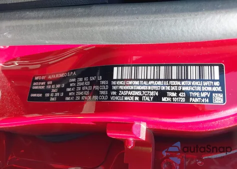 2020 Alfa Romeo Stelvio Ti Sport Awd from USA, damaged, VIN ZASPAKBN5L7C73874